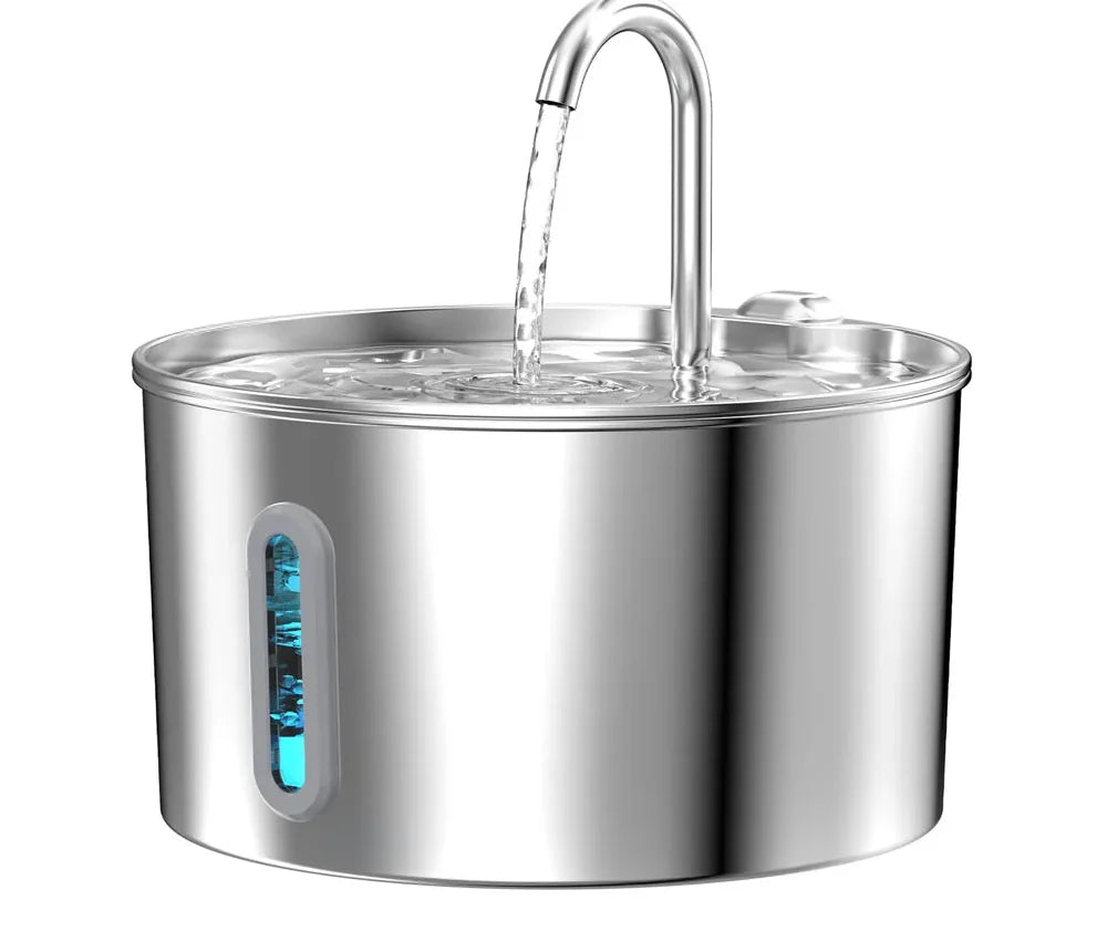 PatLab complete hydration kit - stainless steel automatic pet water fountain with four replacement carbon filters