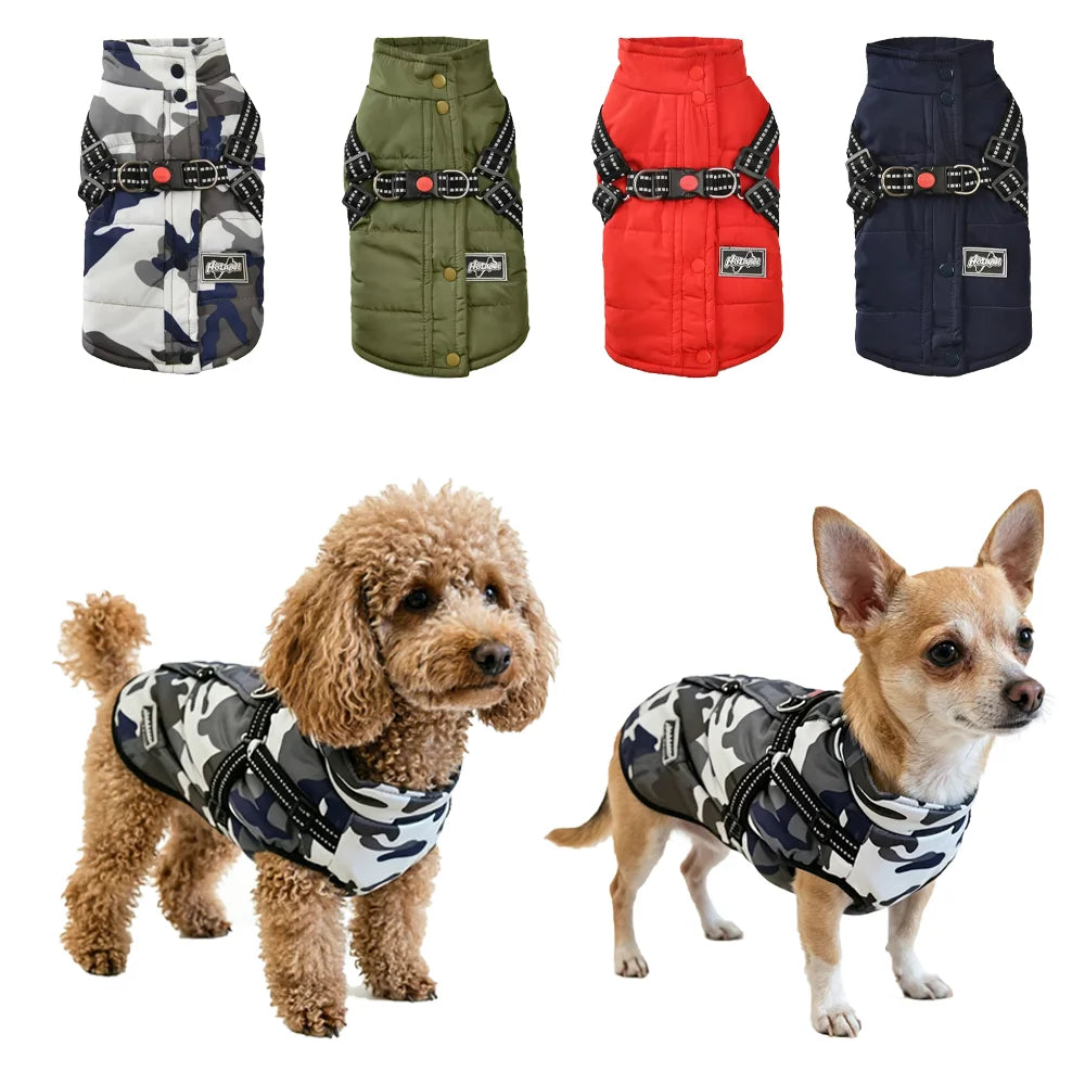 Waterproof Winter Dog Jacket with Harness