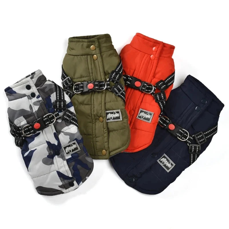 Waterproof Winter Dog Jacket with Harness