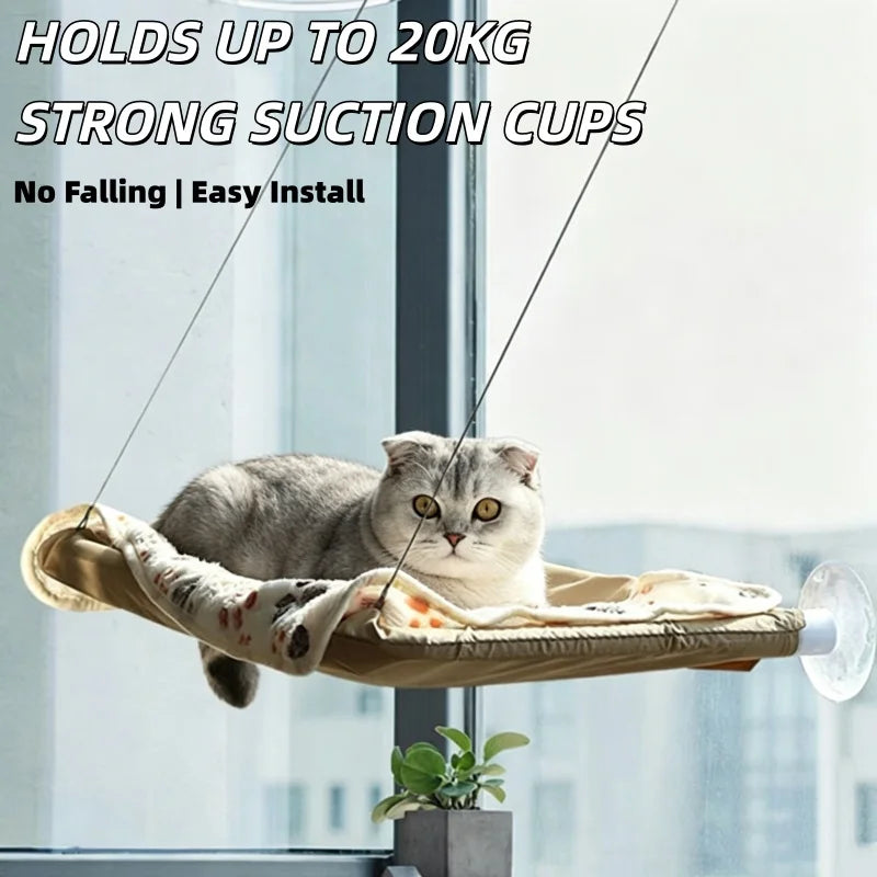 Cat Window Hammock Hanging Perch Bed — Light Grey