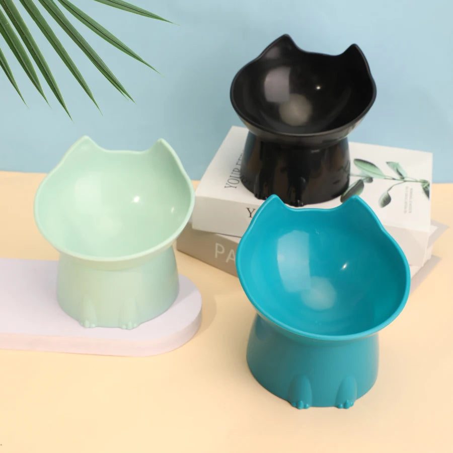 Tilted Anti-Tip Elevated Cat Bowl side view