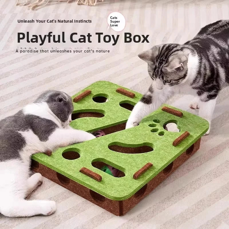 Interactive felt puzzle feeder toy for cats | PatLab