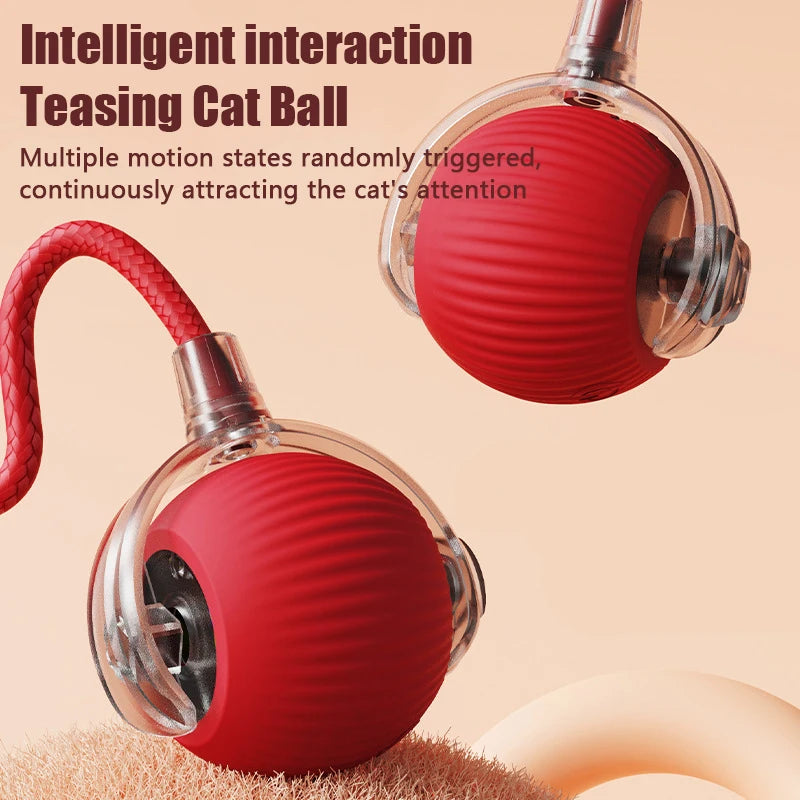Smart rolling ball cat toy with fake tail