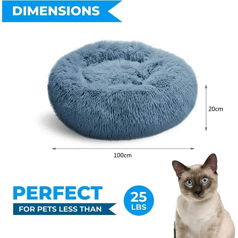 Calming Shag Fur Donut Cuddler Bed for Cats & Dogs