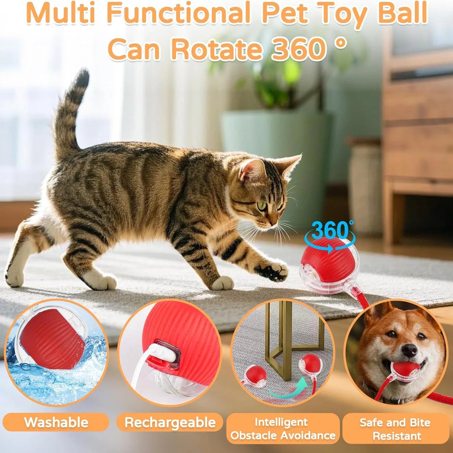 Smart Rolling Ball Cat Toy — Blue