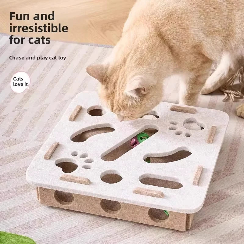 Cat playing with felt puzzle toy | PatLab