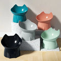Tilted anti-tip elevated cat bowl