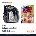 Cat Adventure Set — 3 pieces: bubble window backpack, reflective harness, rolling ball. $79.99, was $103.97